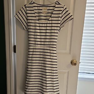Hope & Henry Navy Striped Midi Dress